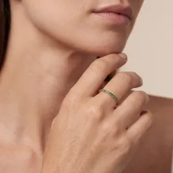 LOVE Halve Alliancering met Tsavorieten in 18K Roségoud