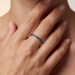 LOVE Halb-Memoirering aus 18K Weißgold mit blauen Saphiren