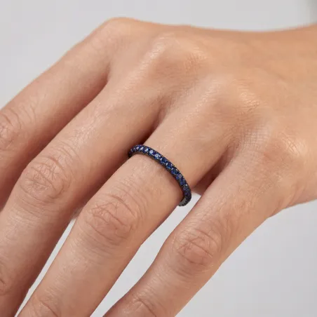 Flash Sale: LOVE Half Eternity Ring in Black Gold with Blue Sapphires