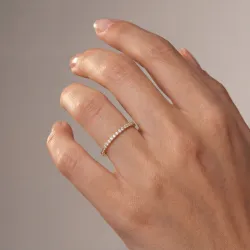 LOVE Halb-Memoirering mit Naturdiamanten aus 18K Gelbgold