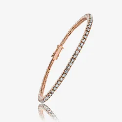 Bracelet Cristal Diamant Blanc Argent 925 Rhodi&eacute; Rose - Maison Kern