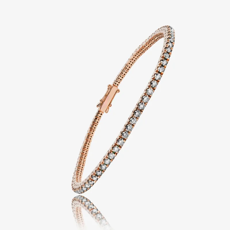 Bracelet Cristal Diamant Blanc Argent 925 Rhodi&eacute; Rose - Maison Kern