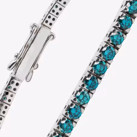 Bracelet Diamants Bleus Synhtétiques Argent 925 Rhodié Blanc - Maison Kern