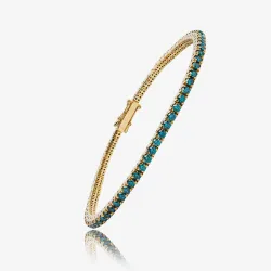 Bracelet Diamants Bleus Synthétiques Argent 925 Rhodié Jaune - Maison Kern