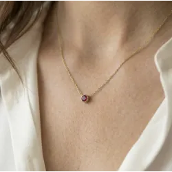 Pendentif Rubis Naturel 5 mm – Collier Or Jaune 18 carats
