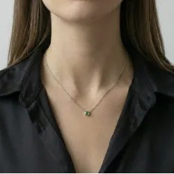 Colgante de esmeralda natural 5 mm en oro blanco 18K