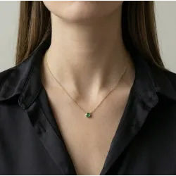 Pendentif Émeraude Naturelle 5 mm en Or Jaune 18K | Celinni
