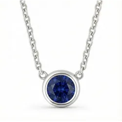 Pendentif saphir naturel 5 mm or blanc 18 carats | Celinni