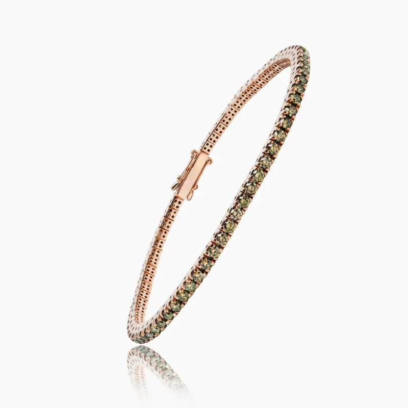 Bracelet Diamants Chocolats Synthétiques Argent 925 Rhodié Rose - Maison Kern