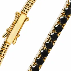 Bracelet Diamants Noirs Synthétiques Argent 925 Rhodié Jaune - Maison Kern