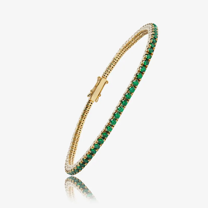 Bracelet Emeraudes Synthétiques Argent 925 Rhodié Jaune - Maison Kern