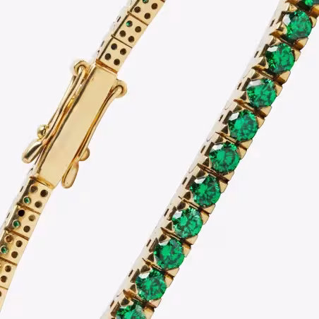 Bracelet Emeraudes Synthétiques Argent 925 Rhodié Jaune - Maison Kern