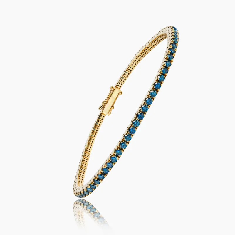 Bracelet Saphirs Bleus Synthétiques Argent 925 Rhodié Jaune - Maison Kern