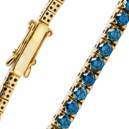 Bracelet Saphirs Bleus Synthétiques Argent 925 Rhodié Jaune - Maison Kern