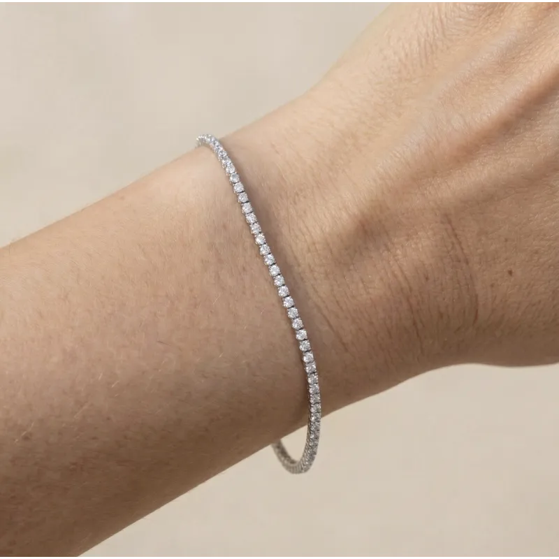 Bracelet rivière de diamants Or blanc 18K - 15cm - 1.50 carat
