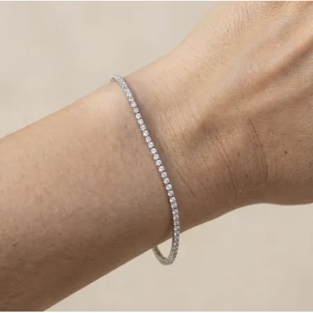 Bracelet rivière de diamants Or blanc 18K - 15cm - 1.50 carat