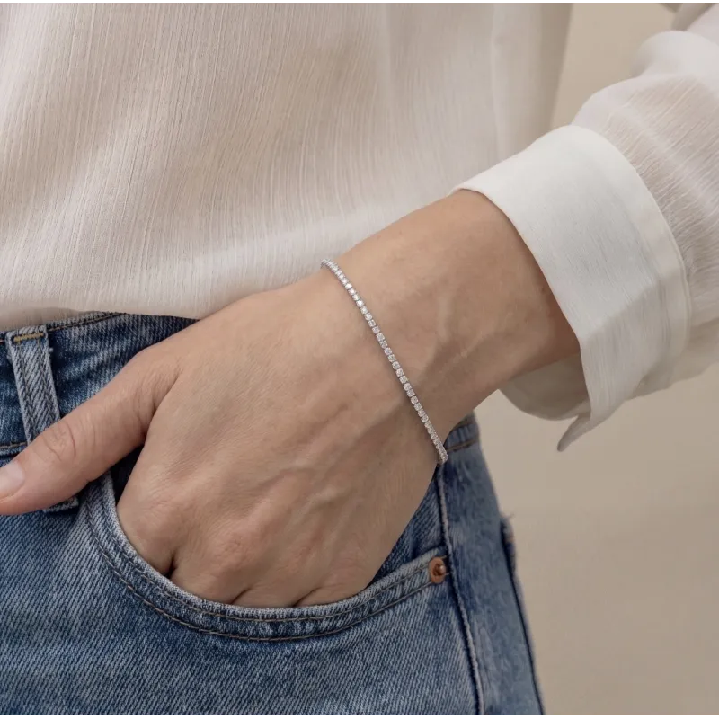 Bracelet rivière de diamants Or blanc 18K - 17cm - 1.70 carat