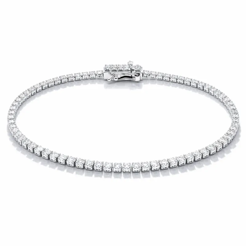 Bracelet rivière de diamants Or blanc 18K - 16cm - 1.60 carat