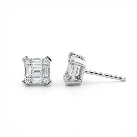 Vente Flash: Boucles d'oreilles Sora en or blanc 18 carats avec diamants naturels
