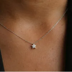 Pendentif &eacute;toile or blanc 18K et diamants naturels 0,10 ct