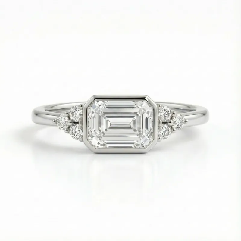 Anillo Eméra con diamante talla esmeralda pavé en oro 18K