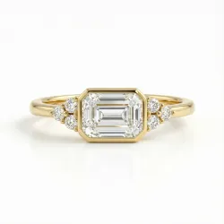 Ring Eméra mit Smaragdschliff-Diamant und Pavé in 18K Gold