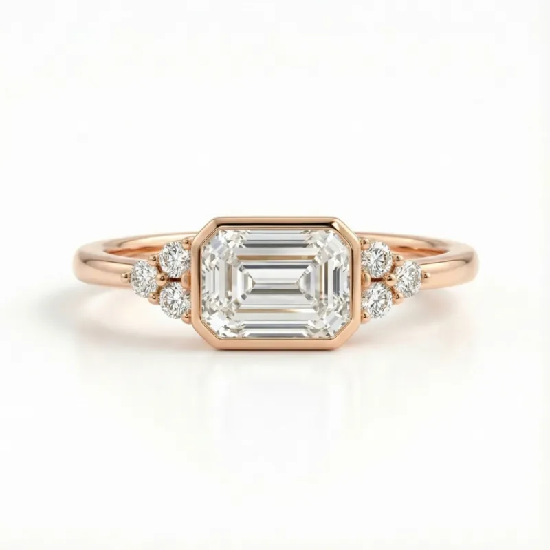 Ring Eméra mit Smaragdschliff-Diamant und Pavé in 18K Gold