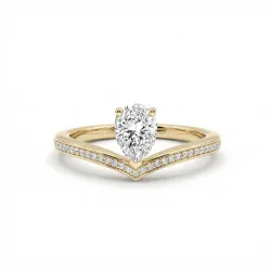 Verlobungsring Diana mit Birnen-Diamant und Pavé in 18K Gold