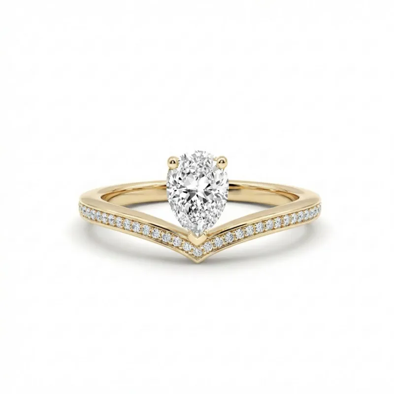 Verlobungsring Diana mit Birnen-Diamant und Pavé in 18K Gold