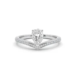 Anillo Diana con diamante talla pera pavé en oro 18K