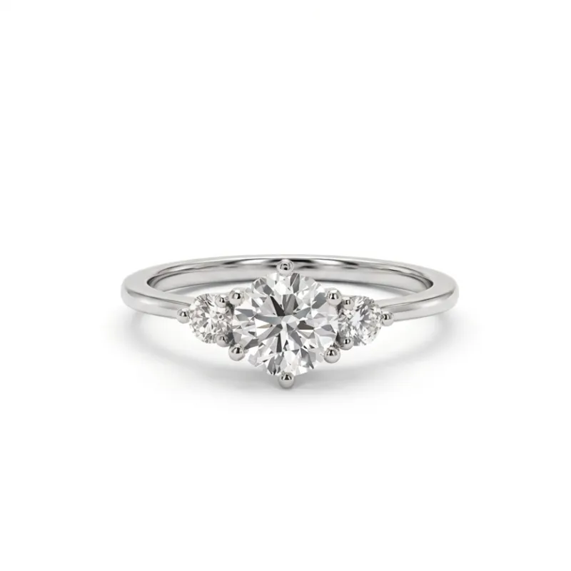 Anillo de compromiso Genny con diamante central en oro 18K