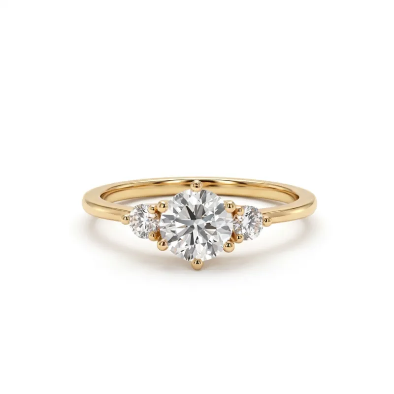 Anillo de compromiso Genny con diamante central en oro 18K