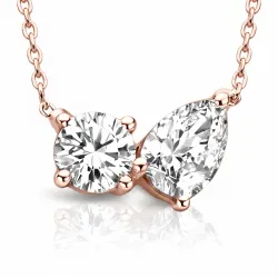 Collier Duo Diamants Naturels en Or rose 18K