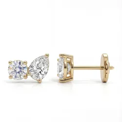 Boucles d'oreilles DUO Diamants - Or jaune 18K