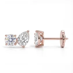 Boucles d'oreilles DUO Diamants - Or rose 18K