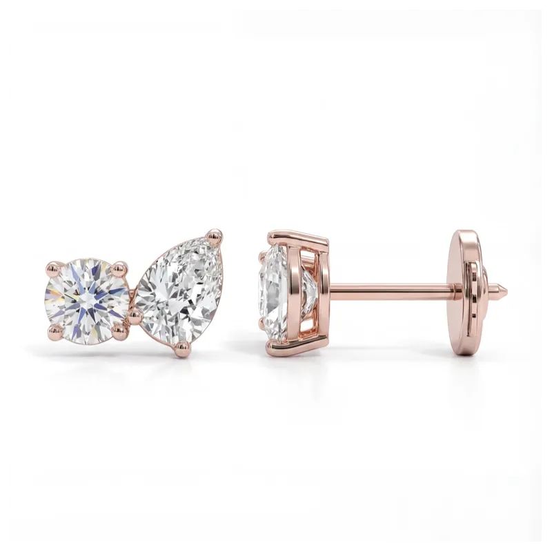 Boucles d&rsquo;oreilles diamants or rose 18K &ndash; Fusion &eacute;l&eacute;gante