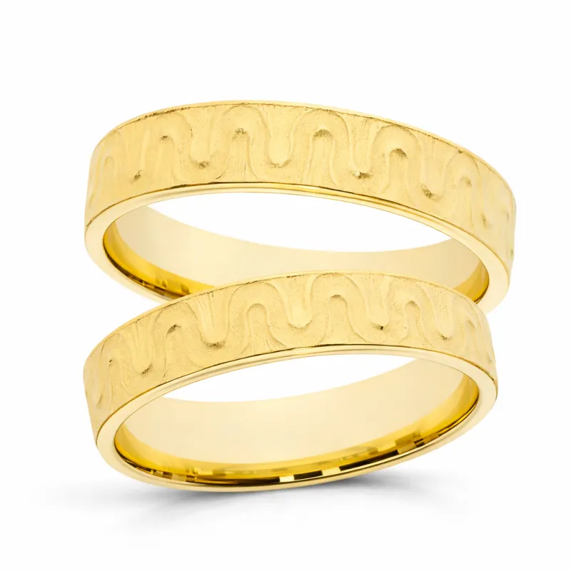 Tracé Trouwring 18K Geelgoud – Gegraveerd Design 6 mm