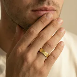 Alliance Tracé en Or Jaune 18K – Design Gravé 6 mm | Celinni