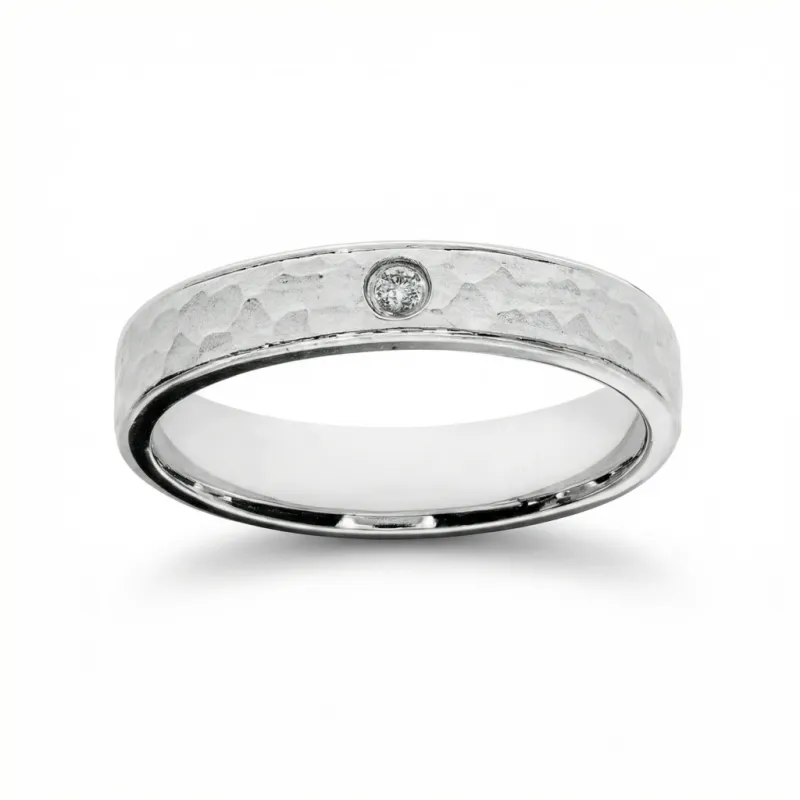 Noyau Trouwring 18K Witgoud met Natuurlijke Diamant 0,03 ct