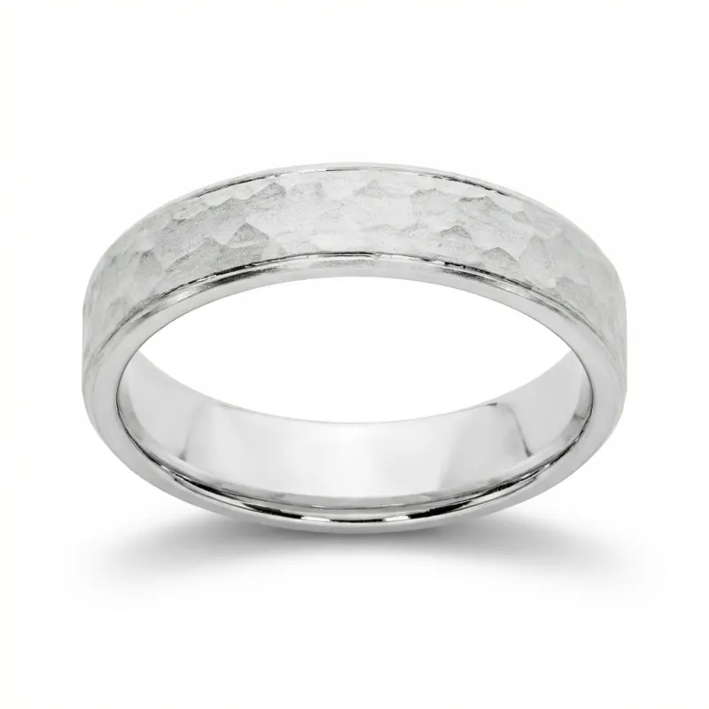 Noyau Trouwring 18K Witgoud – Sculpturaal & Getextureerd