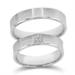 Angle Trouwring 18K Witgoud & Natuurlijke Diamanten 4 mm