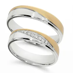Velours Ehering Weiß- & Gelbgold 18K mit Naturdiamanten