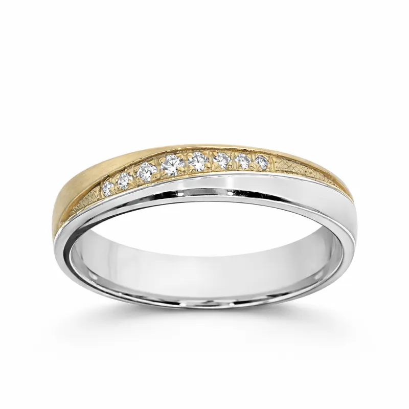 Haloa 18K White & Yellow Gold Natural Diamond Wedding Band