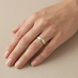 Alianza Brume Oro Blanco y Amarillo con Diamantes Naturales