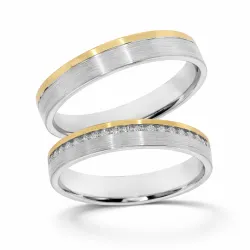 Alianza Opaline Oro Blanco y Amarillo 18K con Diamantes