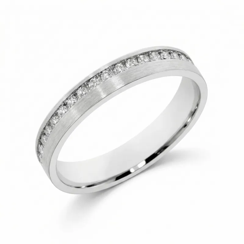 Nuance Trouwring 18K Witgoud & Natuurlijke Diamanten 0,01 ct