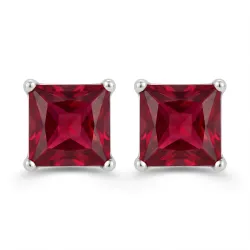 Pendientes de rubí cuadrados en oro 18K o platino - Celinni