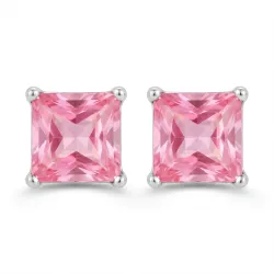 Pendientes de zafiro rosa cuadrado en oro 18K o platino