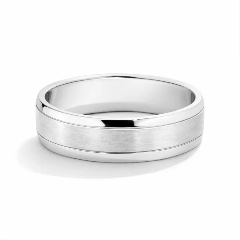 Perle Ehering aus 18K Weißgold – Satinierte Oberfläche