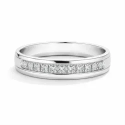 Alliance Perle Or Blanc 18K et Diamants Naturels 0,02 ct